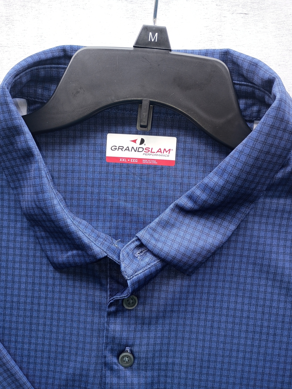 Grand Slam Men's Navy Blue 2XL Micro-Check Performance Button-Down Shirt